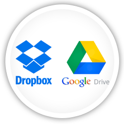 Share content from YouTube, RSS,<br/>DropBox & Google Drive
